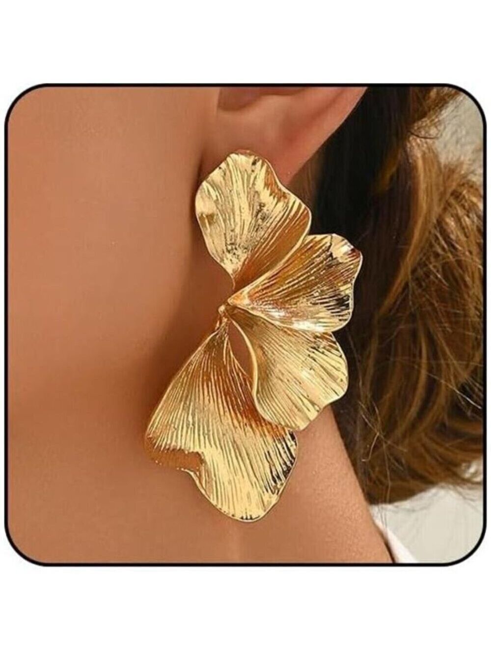 Big Statement Golden Tone Earrings Chunky Earrings for Women Trendy Large Flower
